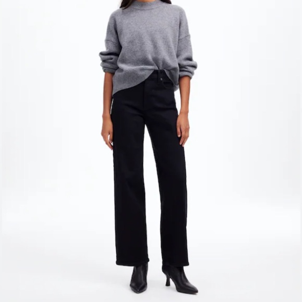 Madewell The Perfect Vintage Wide Leg Jean in Black Rinse Wash size 30